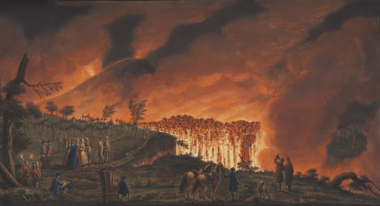Tavla XXXVIII från Campi Phlegraei: Observations of the Volcanoes of the two Sicilies av William Hamilton, 1776 (wc på papper) av Pietro Fabris