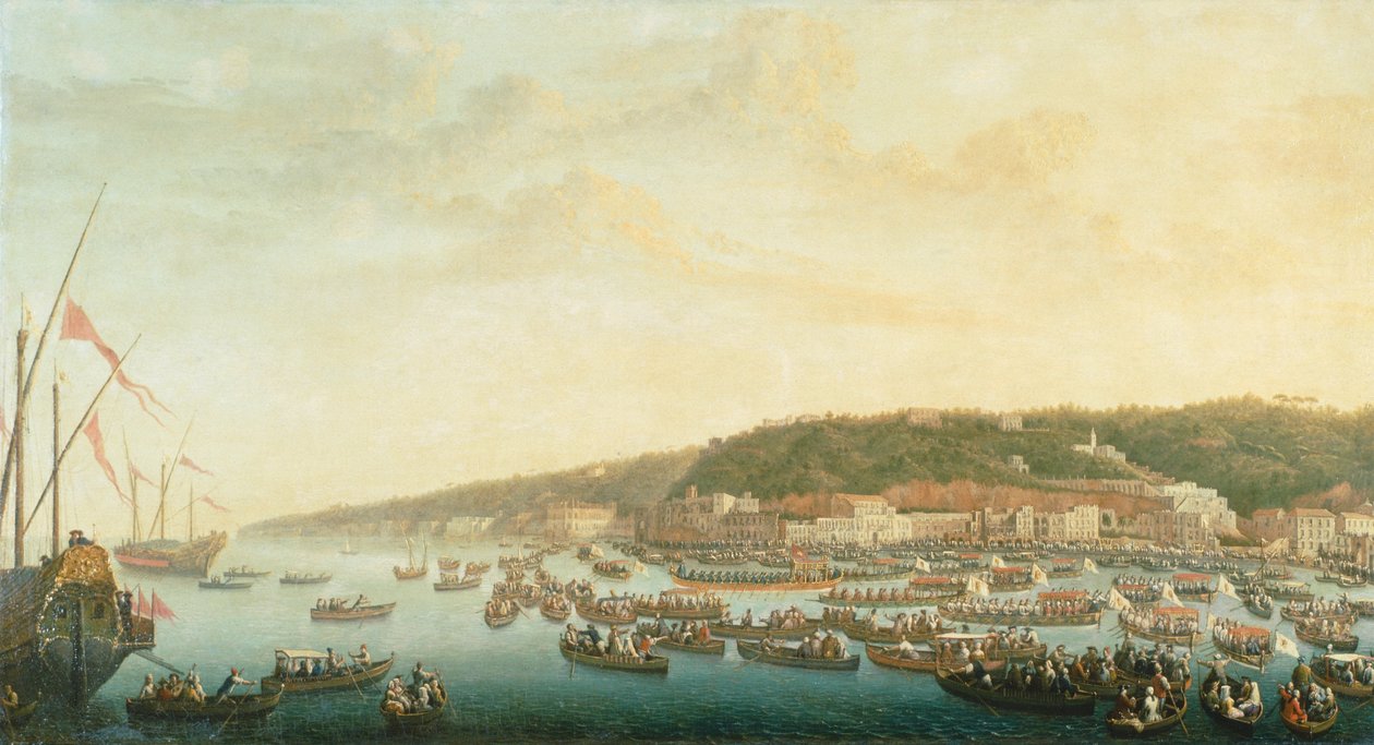 Procession av de kungliga skeppen i Posillipo, Neapel, av Pietro Fabris (1740-1792), Italien av Pietro Fabris