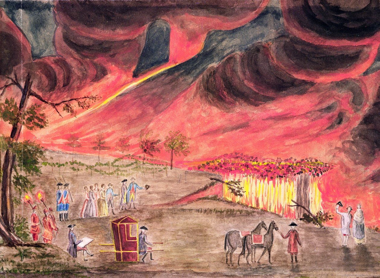 Sir William Hamilton (1730-1803) Suesueina o le Eruption o Vesuvius i le 1771 swed av Pietro Fabris
