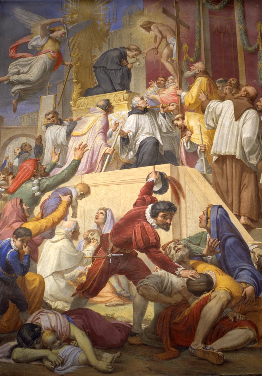 Miraklet av Sankt Nikolaus av Tolentino under pesten i Cordova, 1856-69 av Pietro Gagliardi