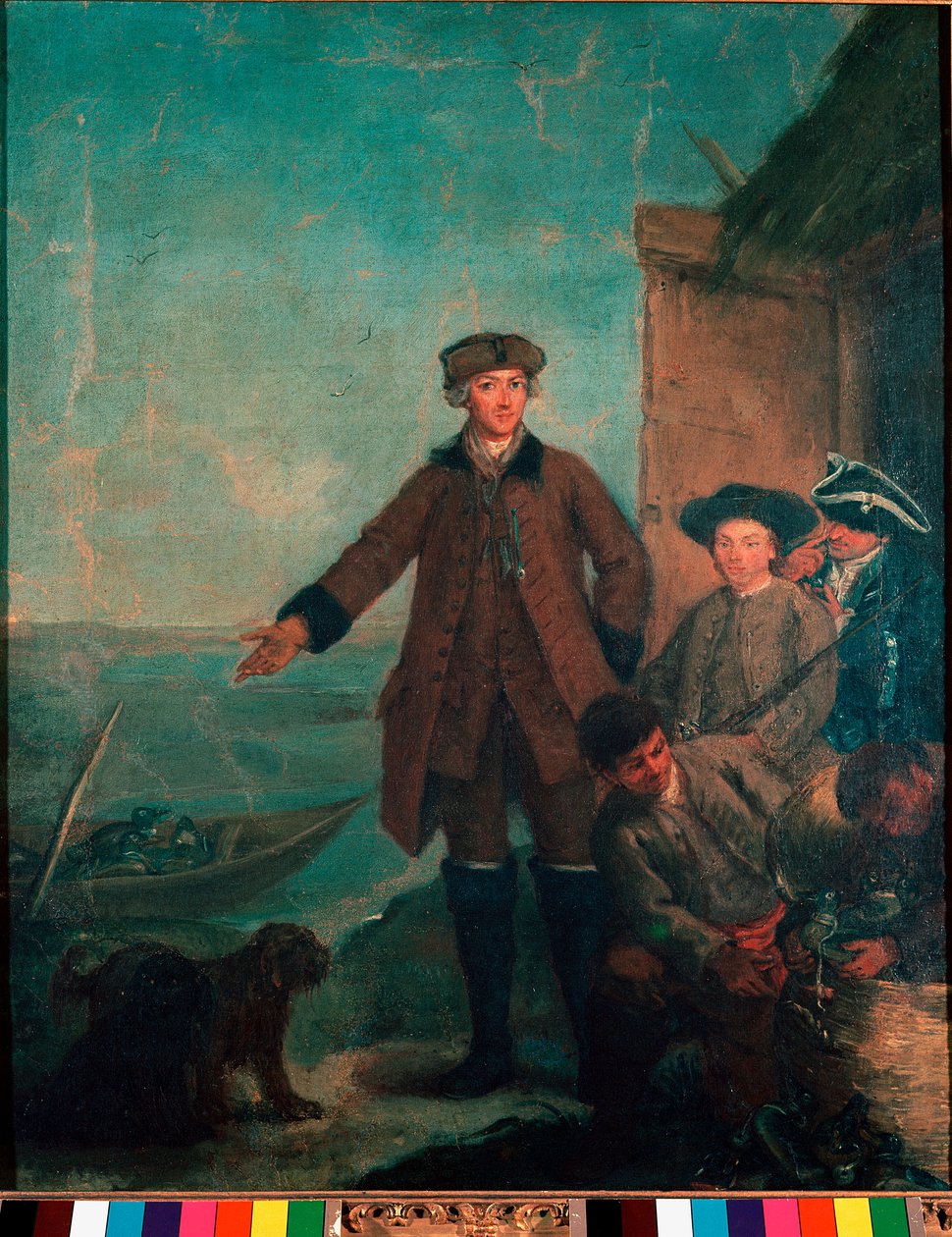 Ankajakt i lagunen Målning av Pietro Longhi (1702-1785) 1765-1770 sön 61x50 cm Venedig Pinacoteca Querini-Stampalia av Pietro Longhi