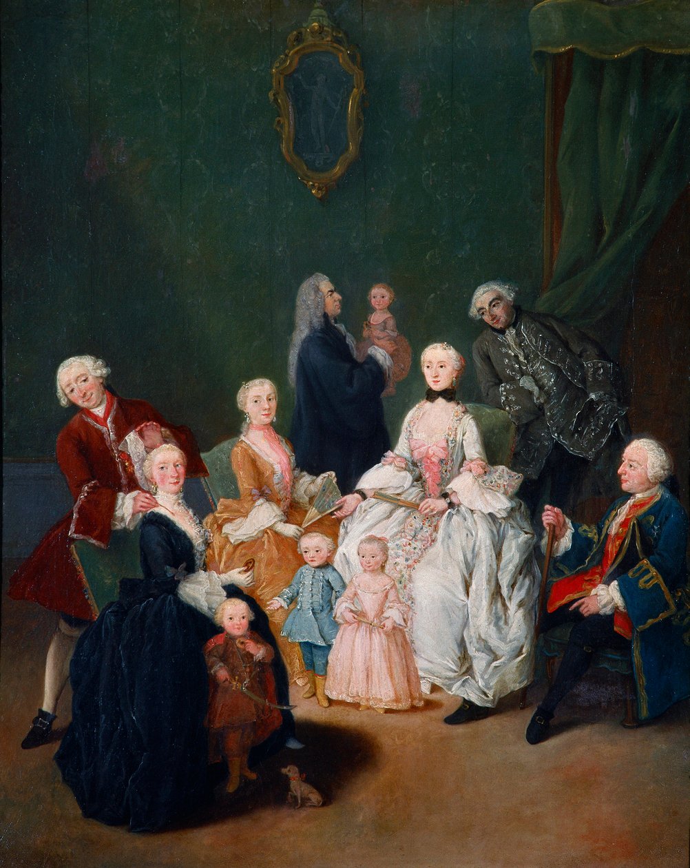 Familjeporträtt. Målning av Pietro Longhi (1702-1785) 1752 ca. Sol. 62x50 cm Venedig, Ca