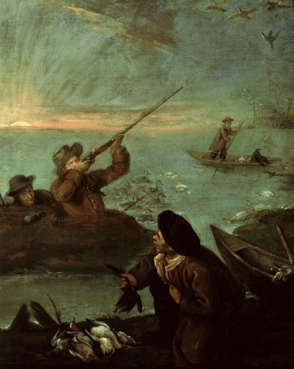 Jägare som skjuter på ankor av Pietro Longhi