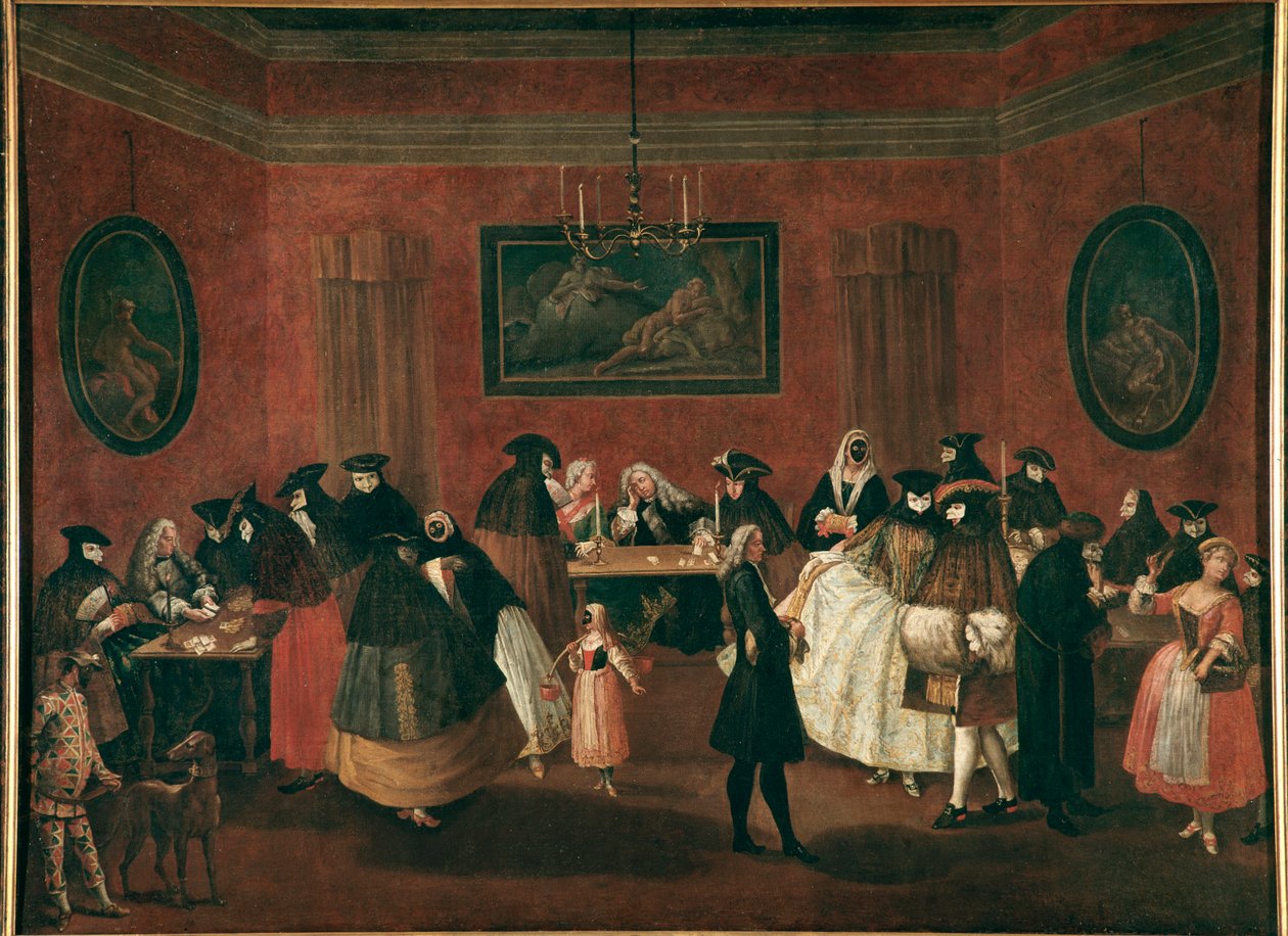 Il Ridotto (Fajén) Målning av Pietro Longhi (1702-1785) 1750 Dim 96x131 cm Venedig, Ca 