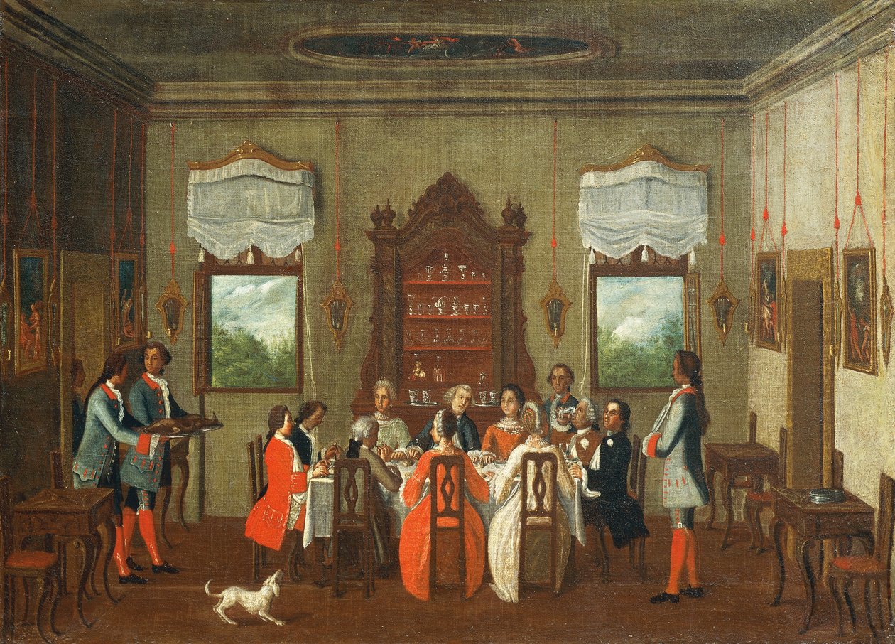 Lunch på Villa, från School of Pietro Longhi av Pietro Longhi