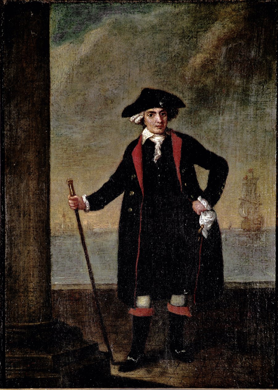 Porträtt av den italienska fartygskaptenen Piero Rinaldi (Porträtt av en fartygskapten Piero Rinaldi) Målning av Pietro Longhi (1702-1785) ca. 1781 Dim 51x38 cm Venedig, Ca 