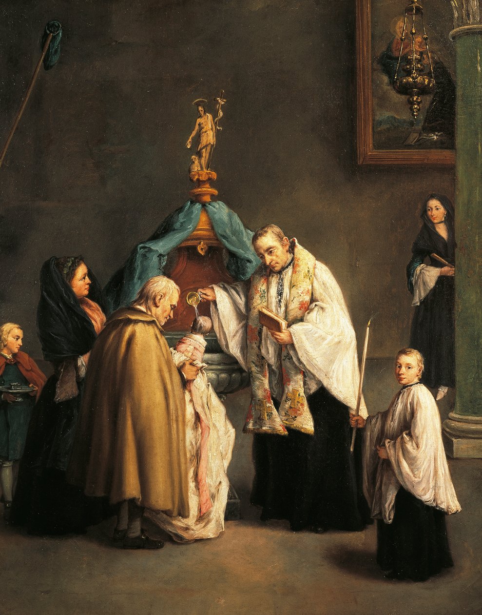Ubatizo, na Pietro Longhi (1701-1785)swed av Pietro Longhi