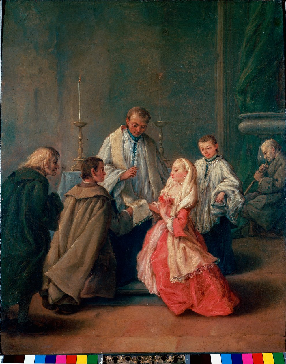 Sakramenten: "" Bröllopsceremoni "" Målning av Pietro Longhi (Pietro Falca) (1702-1785) 1755 ca. Sön 62x50 cm Venedig, Querini-Stampalia Bildgalleri av Pietro Longhi