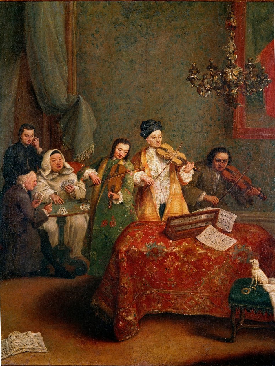 Konserten En trio av violinister. Målning av Pietro Longhi (1702-1788) 1700-talets Venedig, Galleria dell
