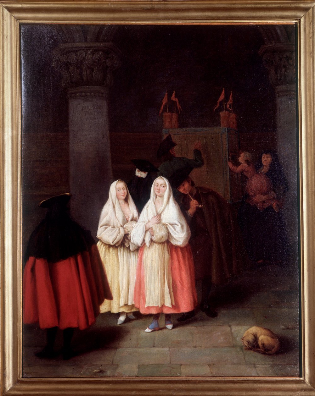 Kosmorama, utställning av perspektivbilder (Målning av Pietro Longhi