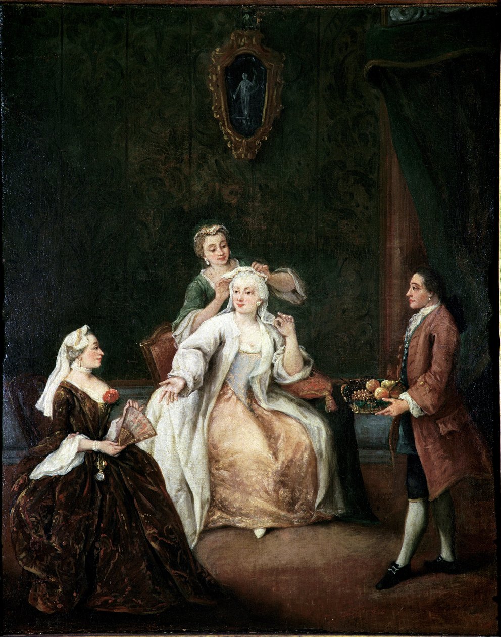 Frisören (The hairdresser) Målning av Pietro Longhi (1702-1785) 1760 ca. Mått 62x50 cm Venedig, Ca 