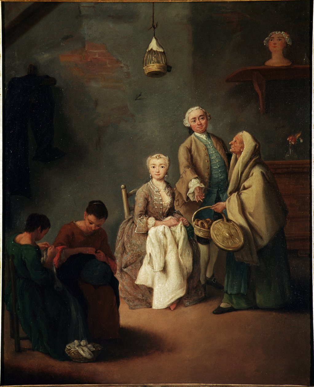 Arbetets skola Målning av Pietro Longhi (1702-1785) 1752 Dim 62x50 cm Venedig, Ca 