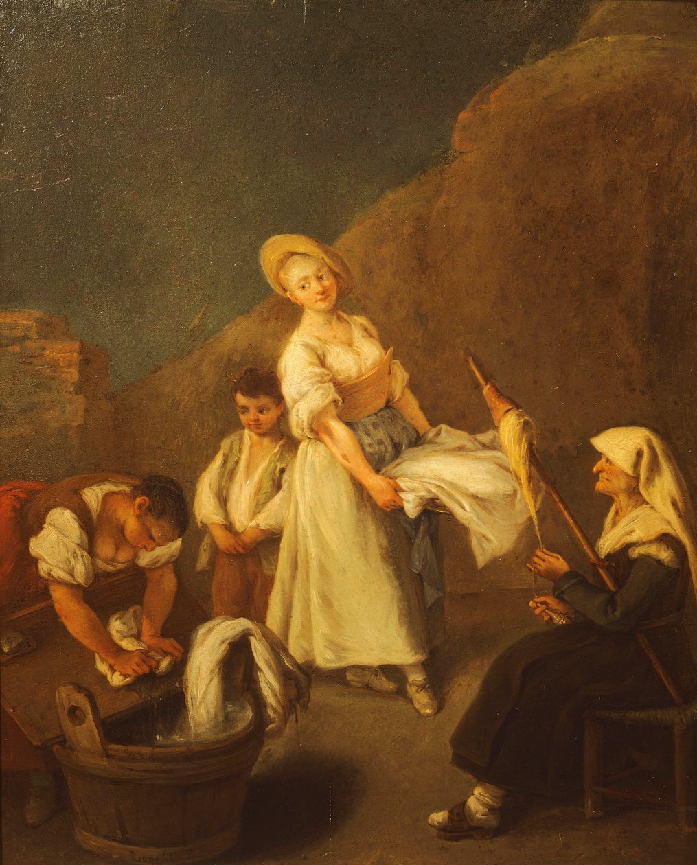 Tvättkvinnorna, av Pietro Longhi (1701-1785), olja på panel, 61x50 cm av Pietro Longhi