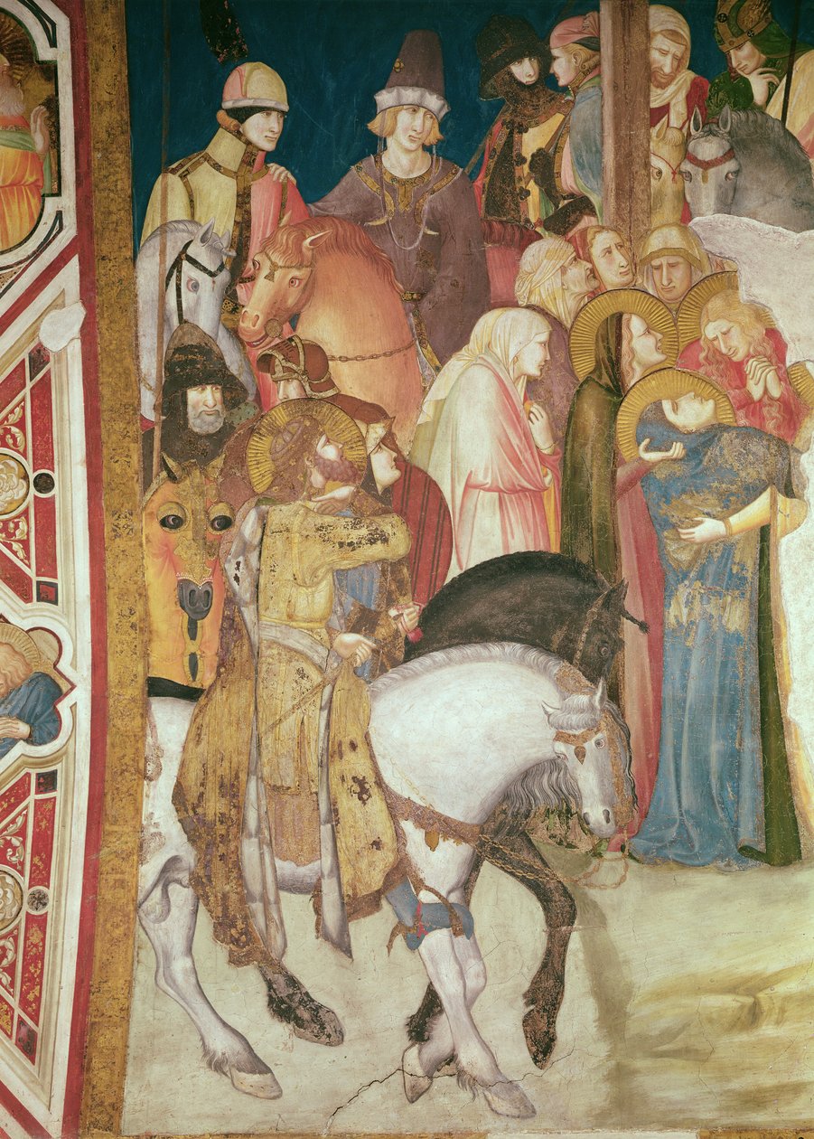 Detalj av Golgata (fresk) (detalj av 208458) av Pietro Lorenzetti