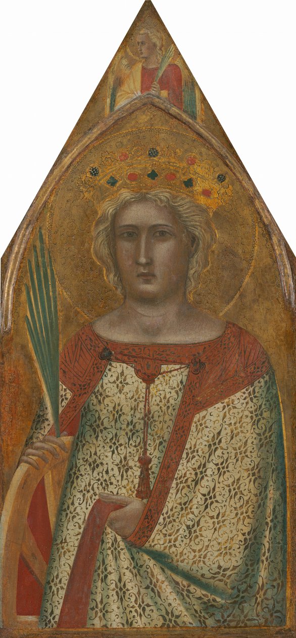 Saint Catherine of Alexandria, med en ängel [höger panel], troligen 1340. av Pietro Lorenzetti