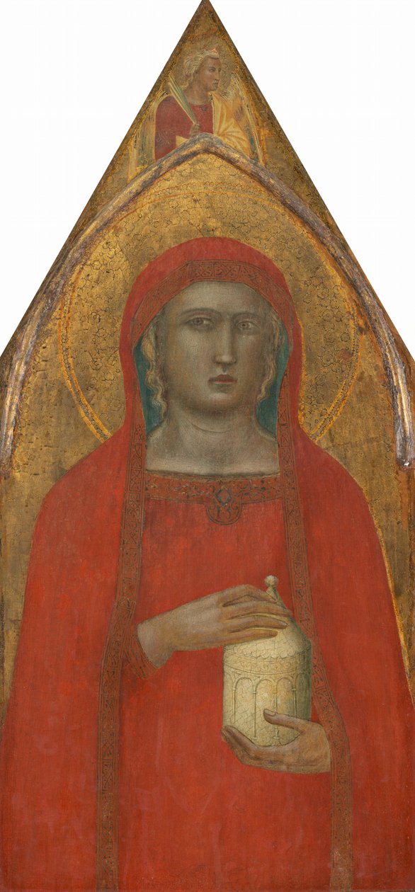 Sankta Maria Magdalena, med en ängel [vänster panel], troligen 1340. av Pietro Lorenzetti