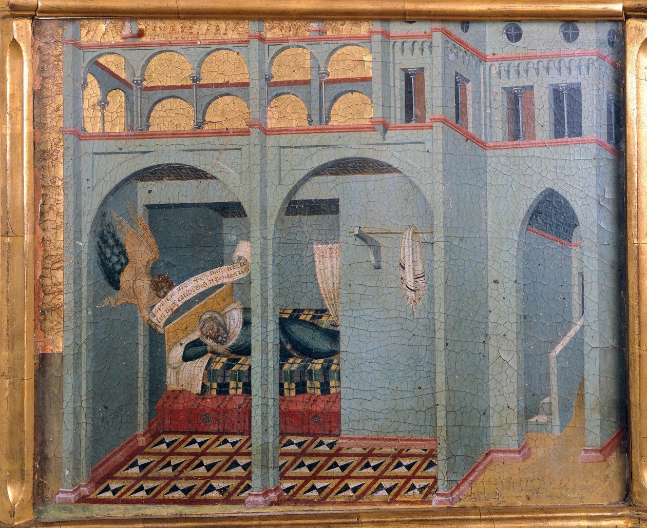 Sobac, Elias fars dröm, detalj från predella av Carmine Altarpiece av Pietro Lorenzetti (cirka 1280-cirka 1348), tempera och guld på trä av Pietro Lorenzetti