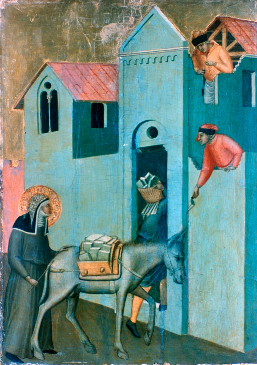 Den välsignade ödmjukheten och elva berättelser från hennes liv, detalj, c1306-1348 av Pietro Lorenzetti
