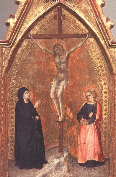 Korsfästelsen med Jungfru Maria och Johannes teologen, ca 1330 (tempera på panel) av Pietro Lorenzetti