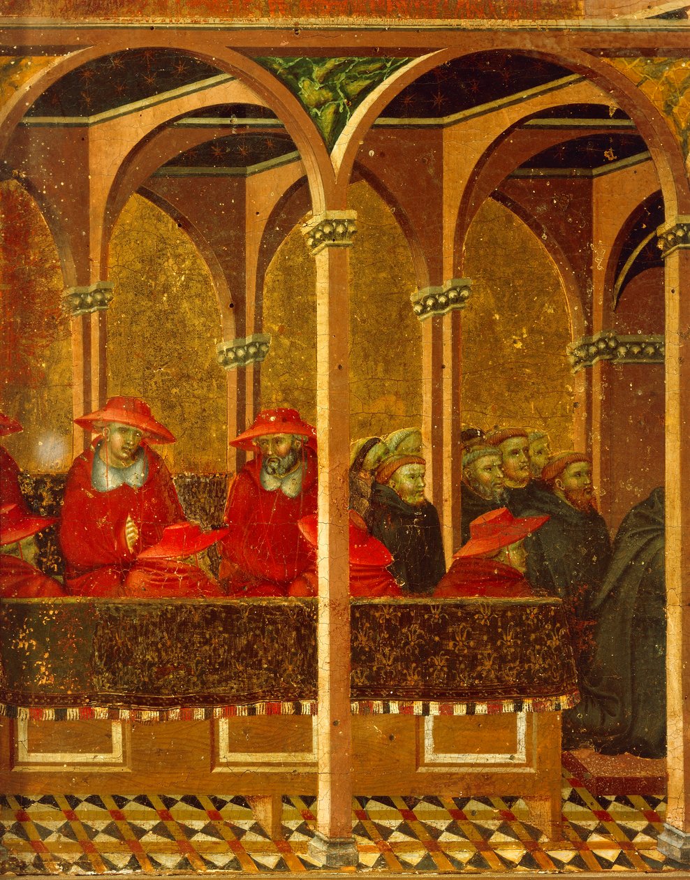 Godkännandet av den nya karmelitvanan av påven Honorius IV av Pietro Lorenzetti