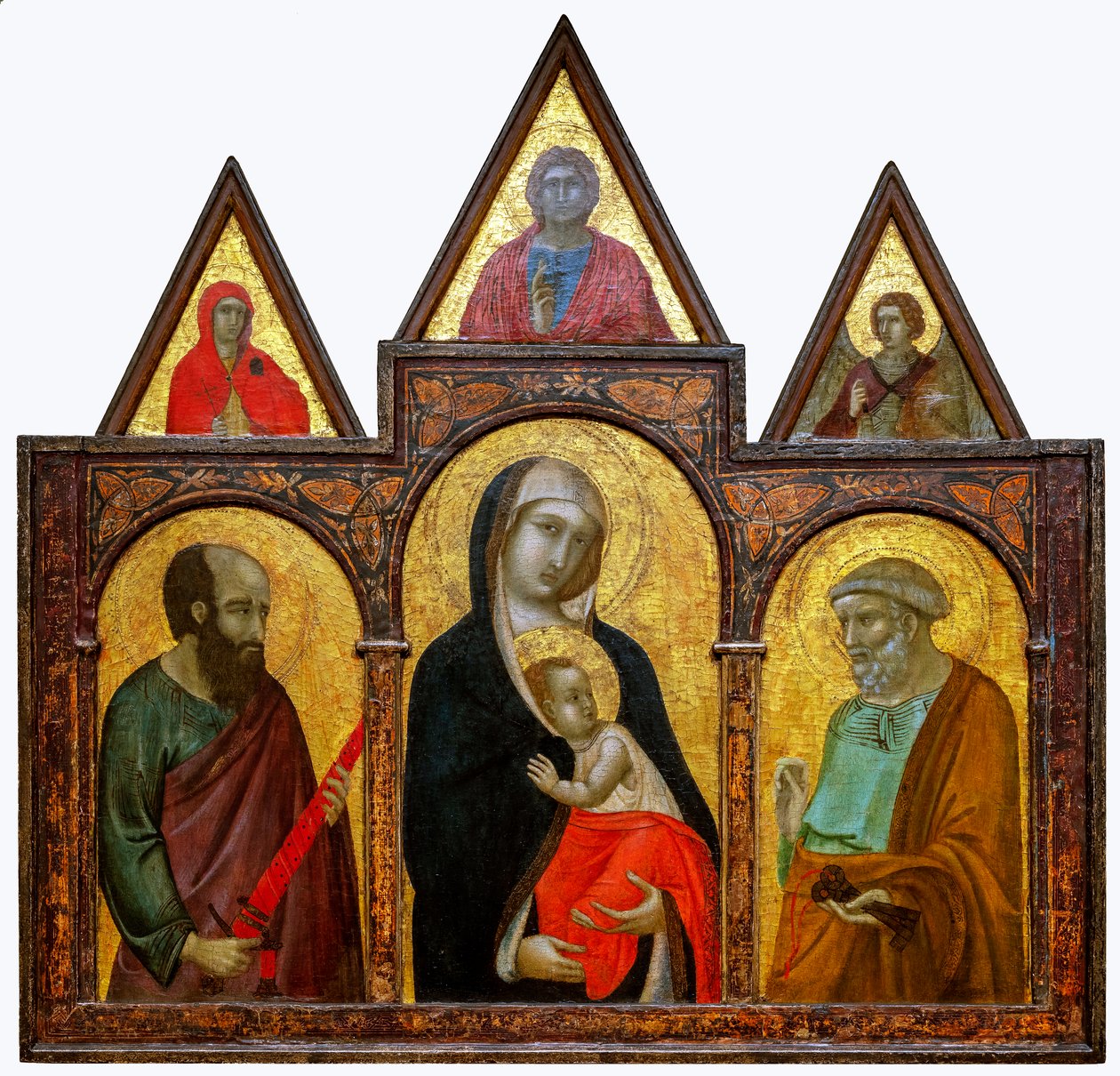 Jungfru och barn med de heliga Paulus och Petrus, 1310-20 av Pietro Lorenzetti