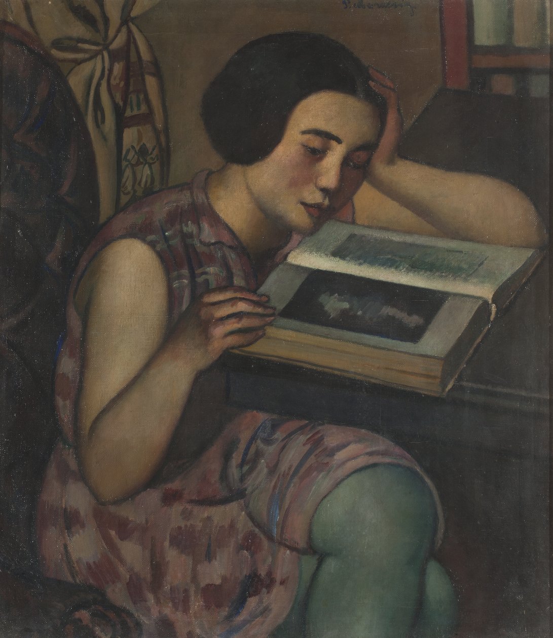 Ung flicka läser, 1928 av Pietro Marussig