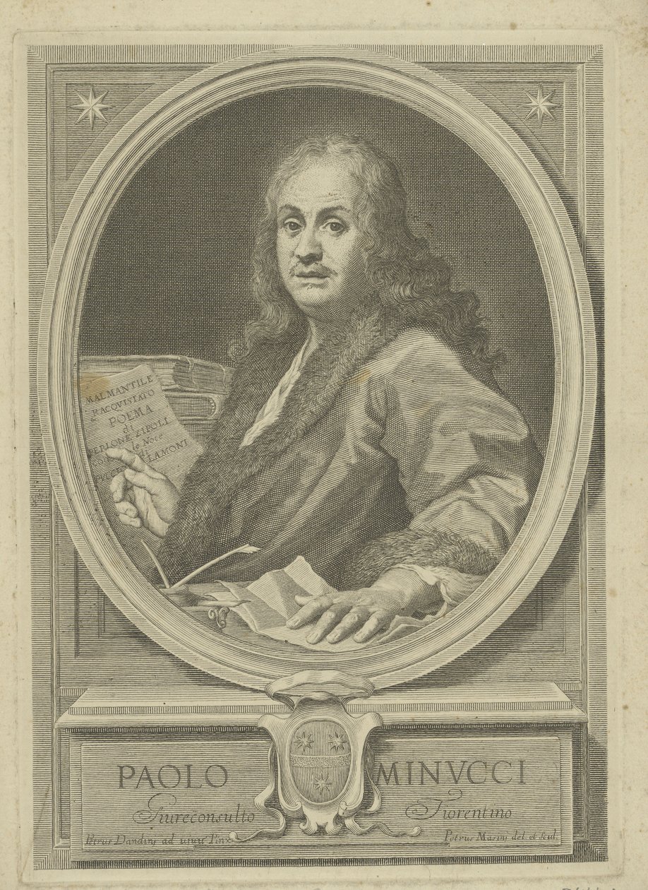 Porträtt av poeten Paolo Minucci 1606-1695, 1720-talet. av Pietro Masini