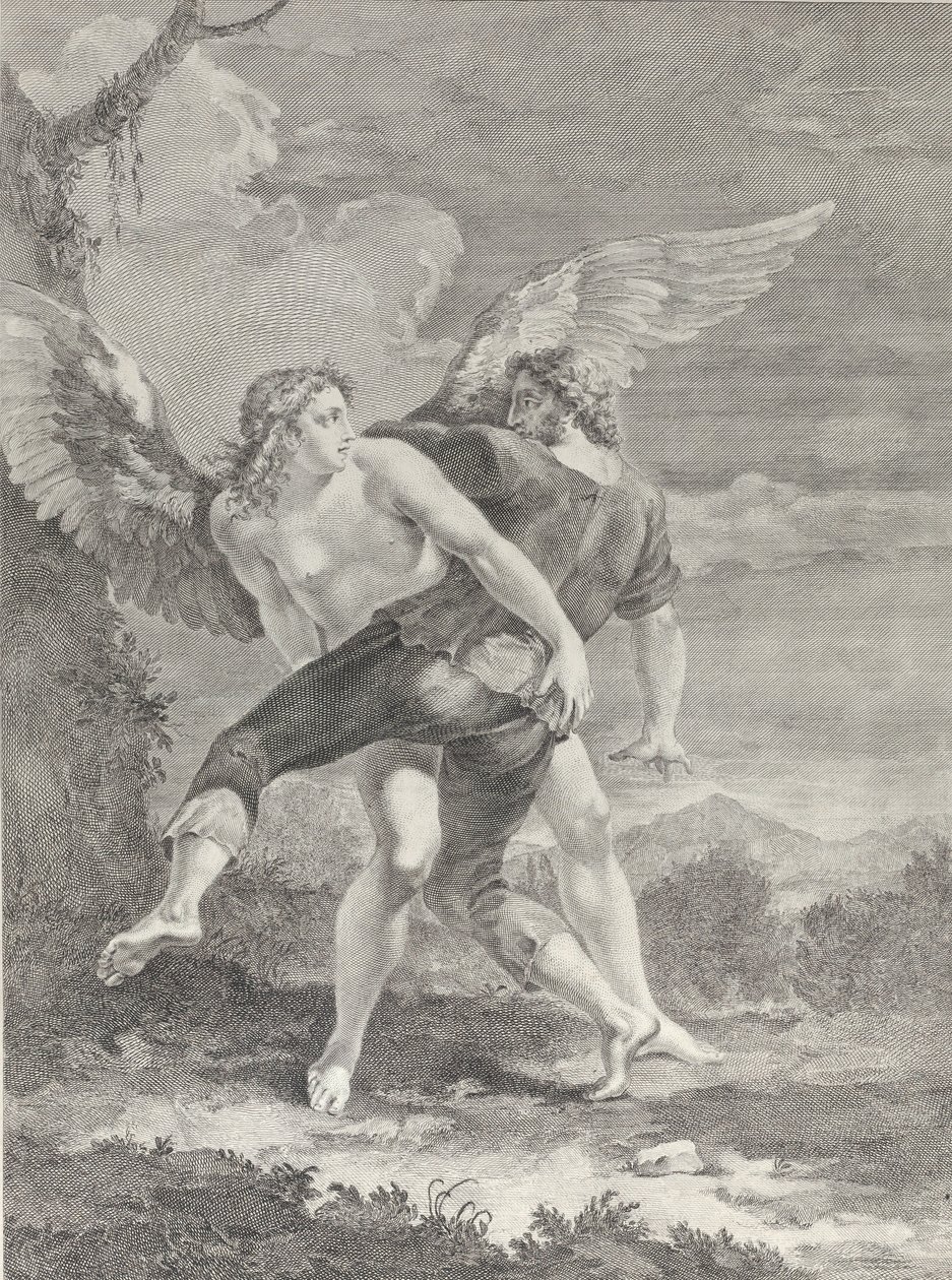 Jakob brottas med ängeln, 1730-39. av Pietro Monaco