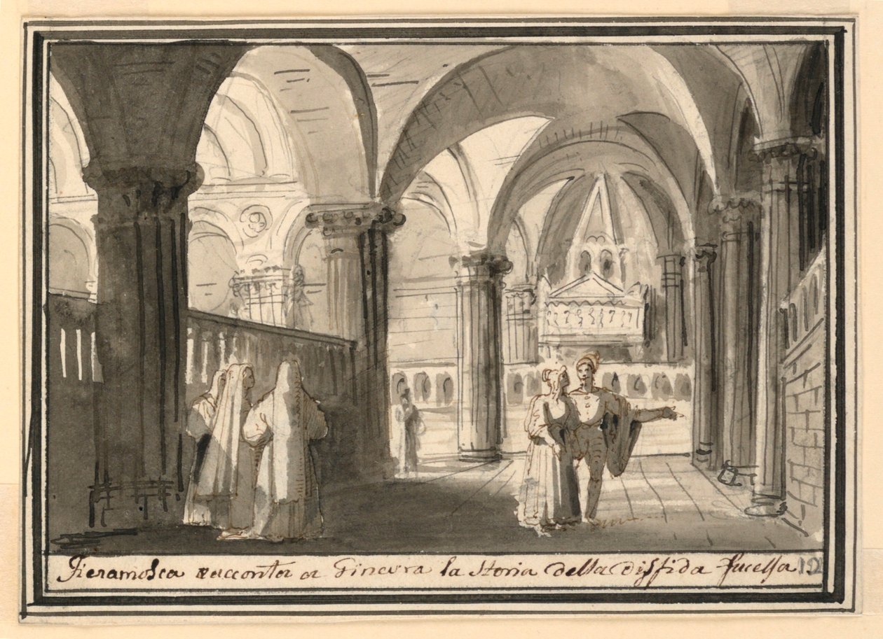 Scenografi, interiör av kyrkan av Pietro Narducci