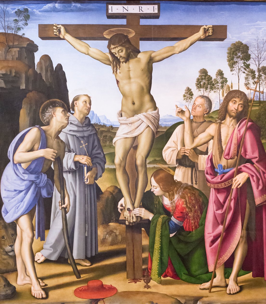 Korsfästelse med helgonet och den välsignade Giovanni Colombini av Pietro Perugino