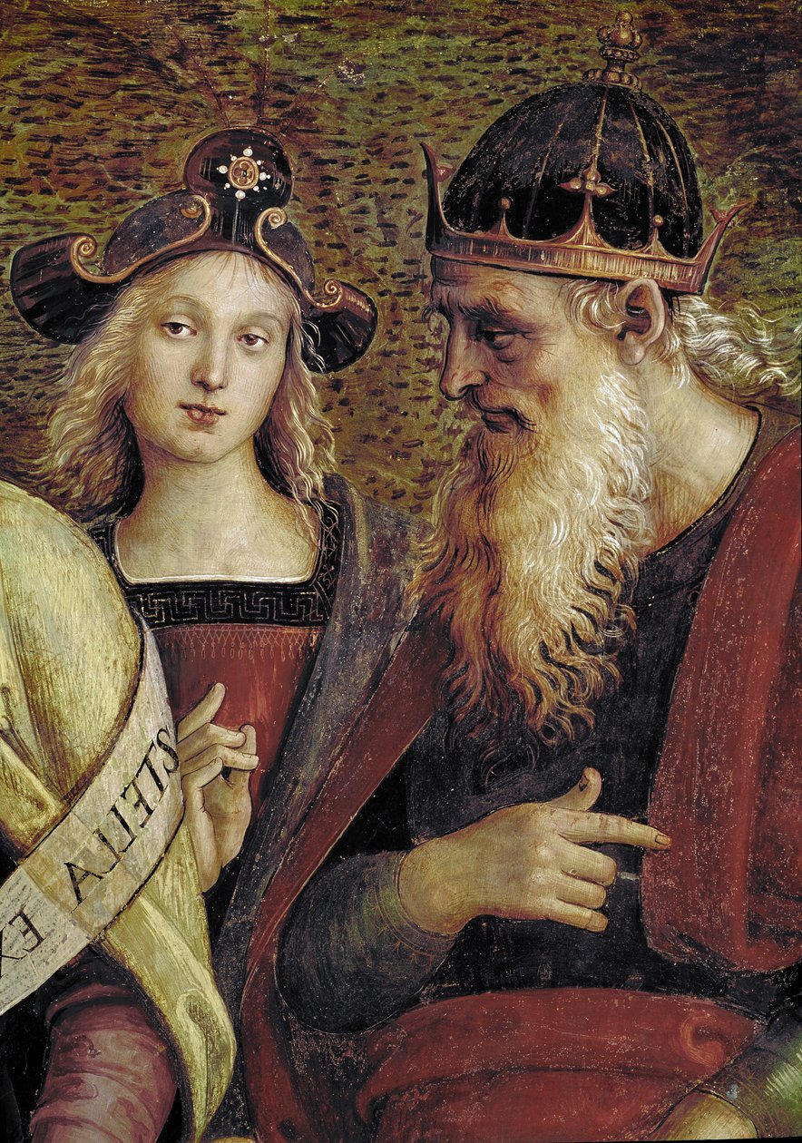 David, detalj av Den evige fadern omger med profeter och sibyllor (fresk av Pietro Perugino