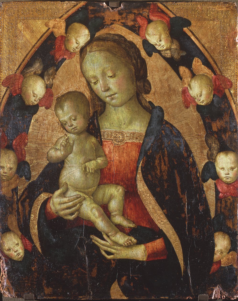 Madonna och barn omgivna av keruber, ca 1475 av Pietro Perugino