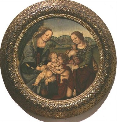 Madonna och barn med St. Elizabeth och spädbarnet St. John the Baptist (panel) av Pietro Perugino