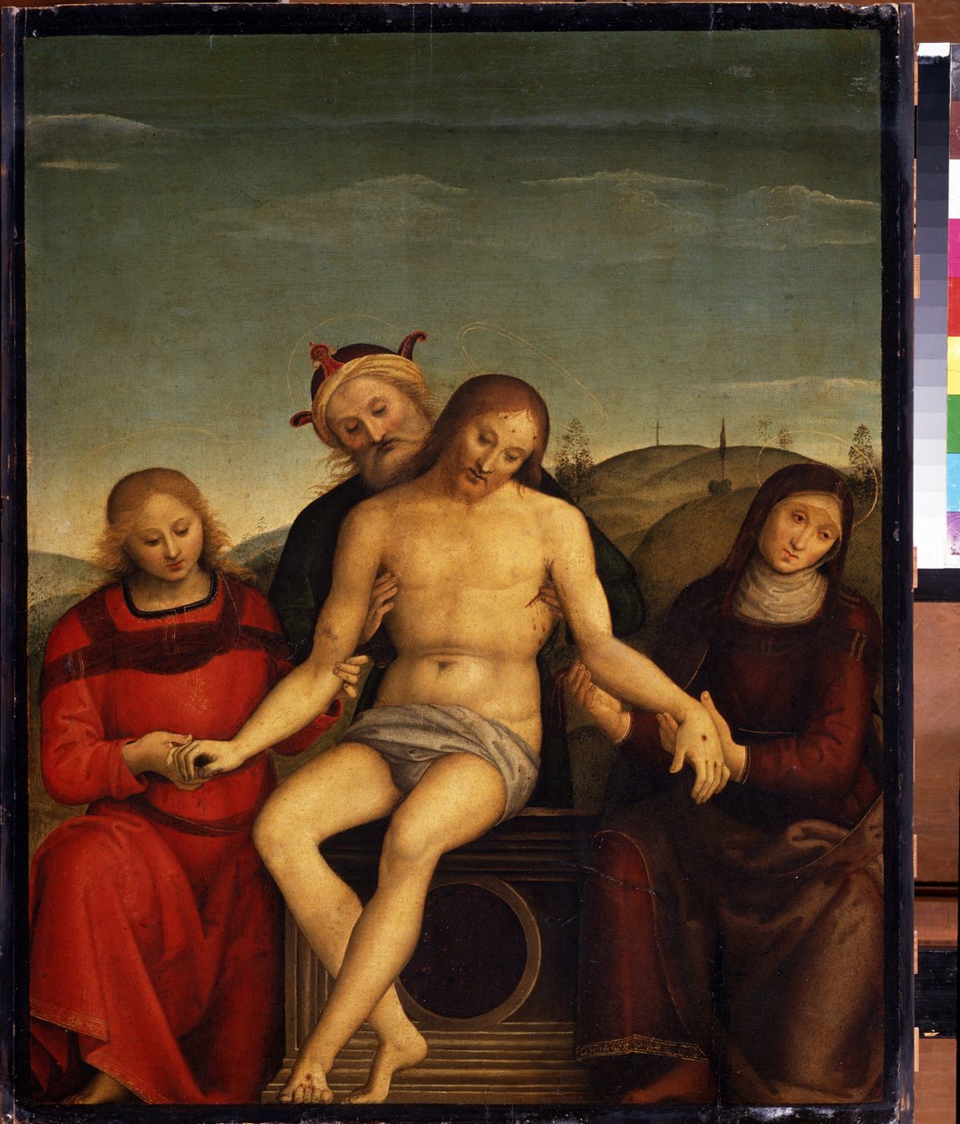 Medkänsla. Peinture de Pietro av Cristoforo Vannucci dit Le Perugin (Il Perugino av Pietro Perugino