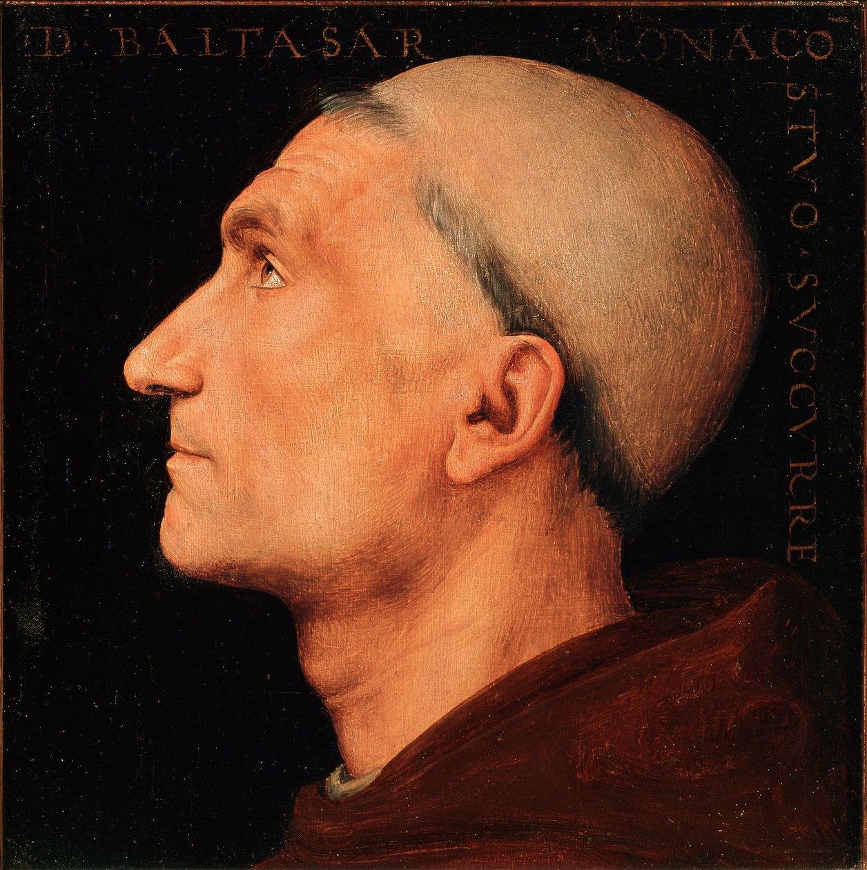 Porträtt av Don Baldassarre av Antonio di Angelo, munk från klostret Vallombrosa Profil av en munk från klostret Vallombreuse. Målning av Pietro Vannucci dit il Perugino (The Perugin av Pietro Perugino