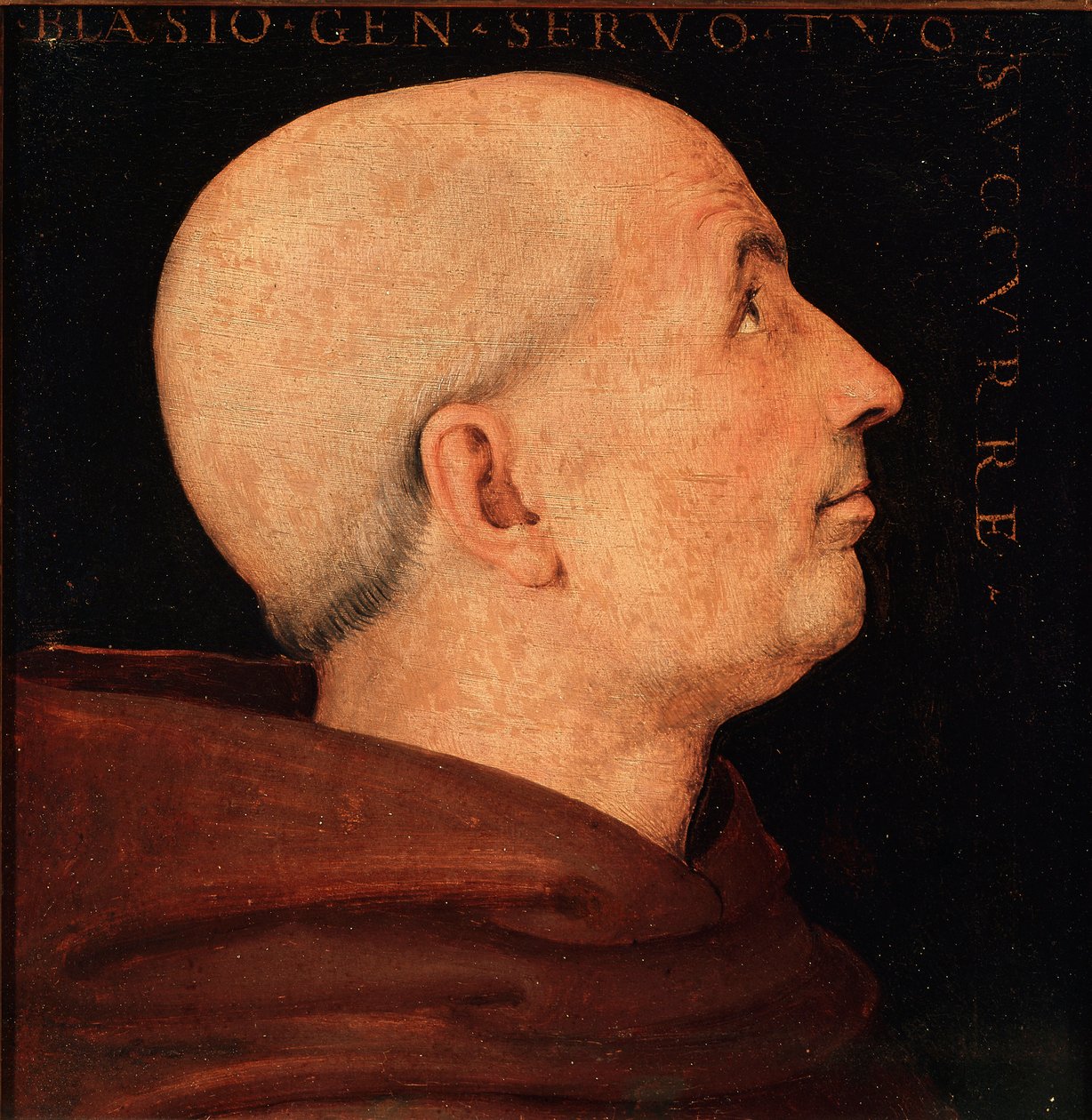 Porträtt av Don Biagio Milanesi, general av Orden för klostret Vallombrosa Profil av en munk från klostret Vallombreuse. Målning av Pietro Vannucci dit il Perugino (The Perugin av Pietro Perugino