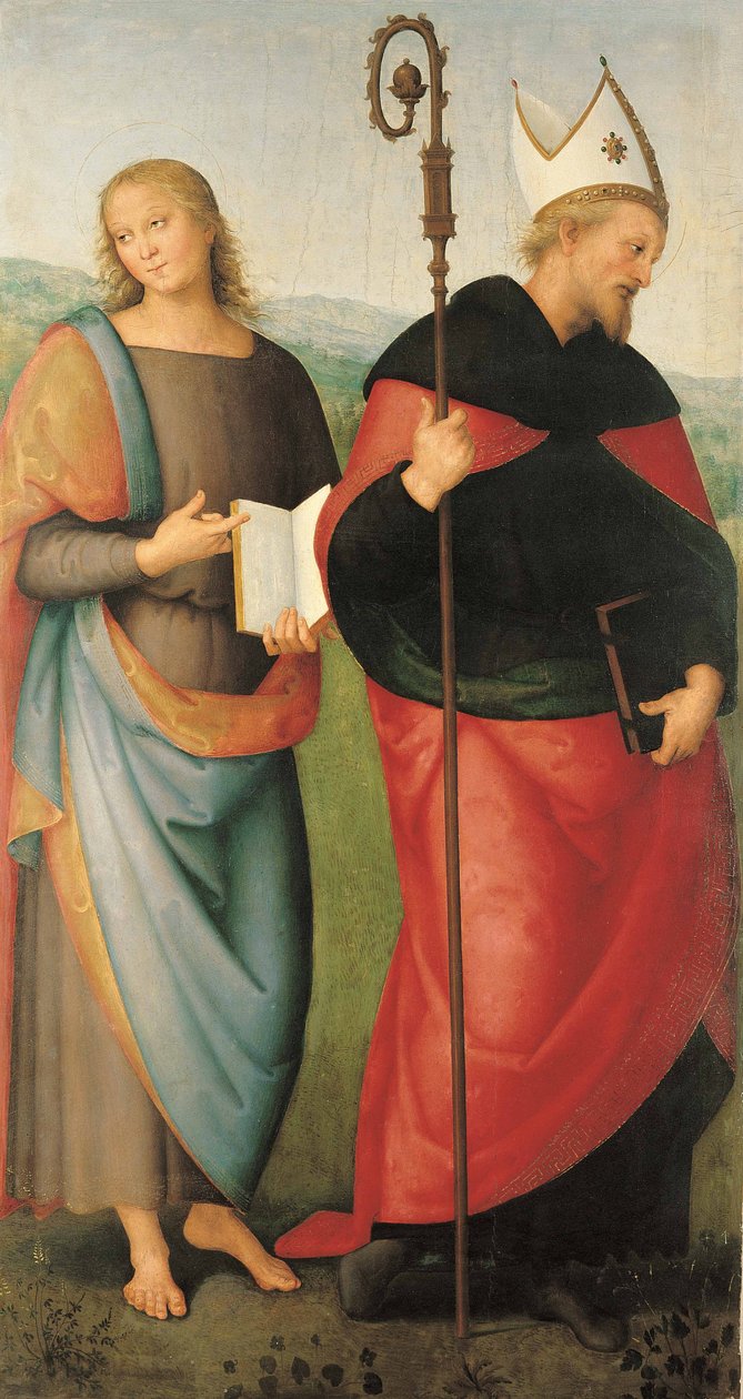 De heliga Johannes evangelisten och Augustinus, 1502-1512 av Pietro Perugino