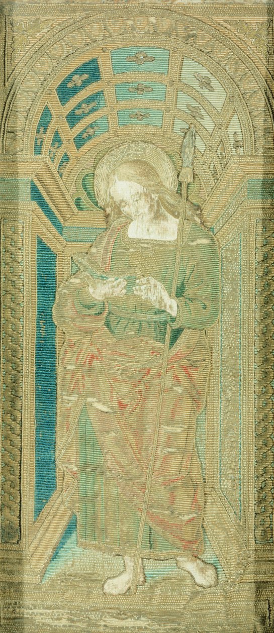 St John the Evangelist, av Pietro Perugino (cirka 1450-1523), broderi i siden, guld och silver av Pietro Perugino