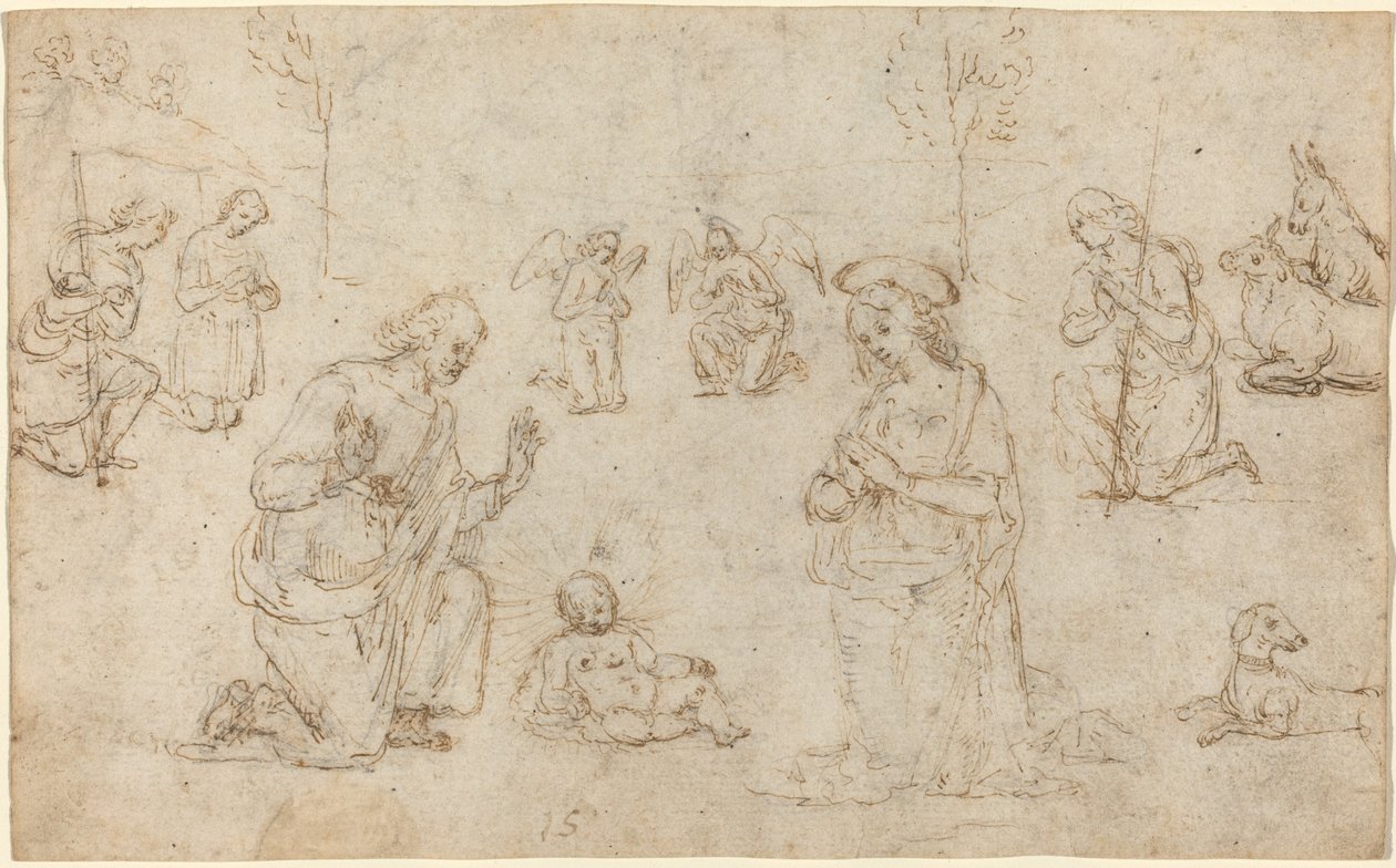 Tillbedjan av herdarna av Pietro Perugino