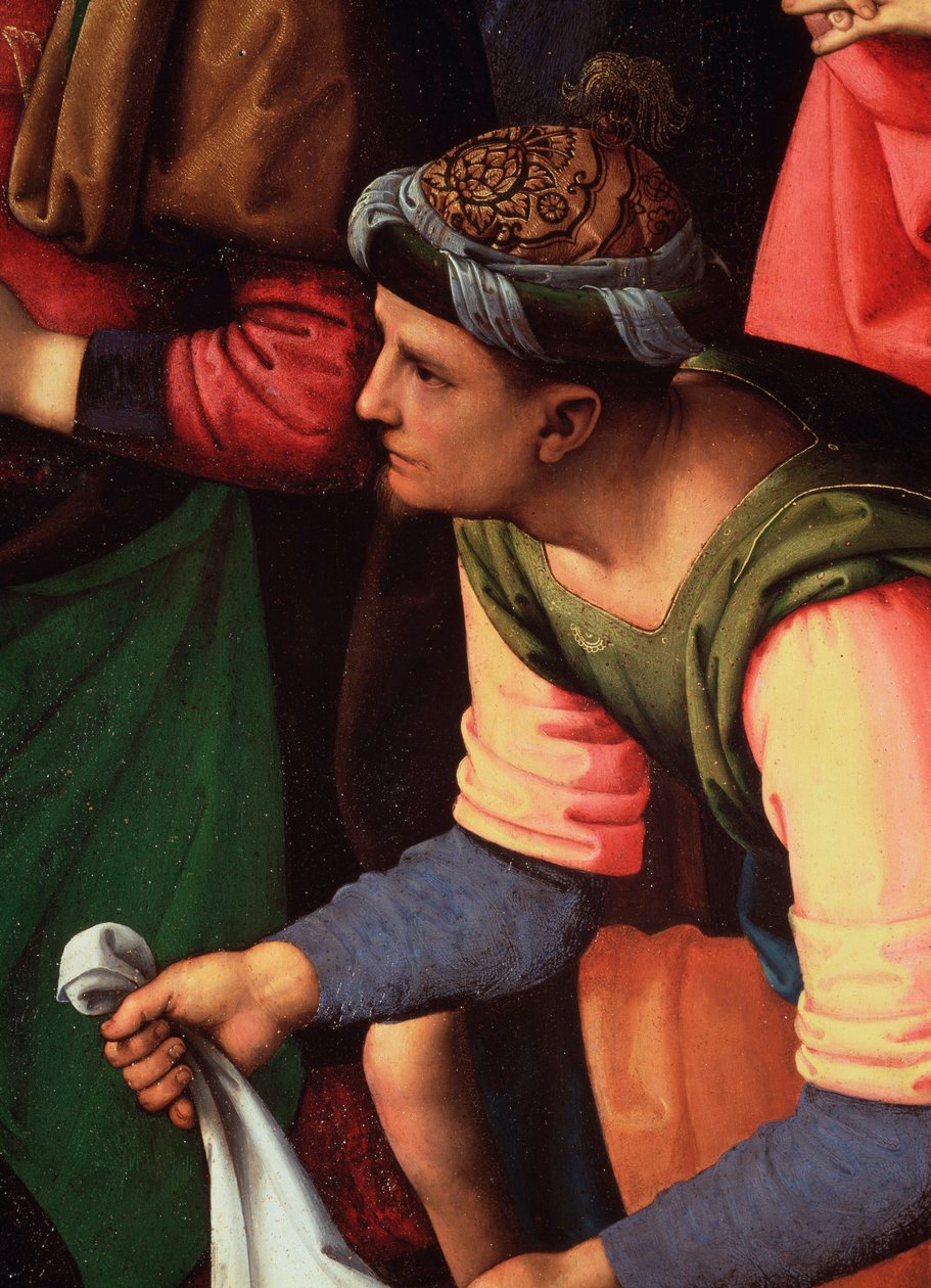 Avsättningen eller klagan över Kristi död. Detalj - Målning av Pietro Perugino