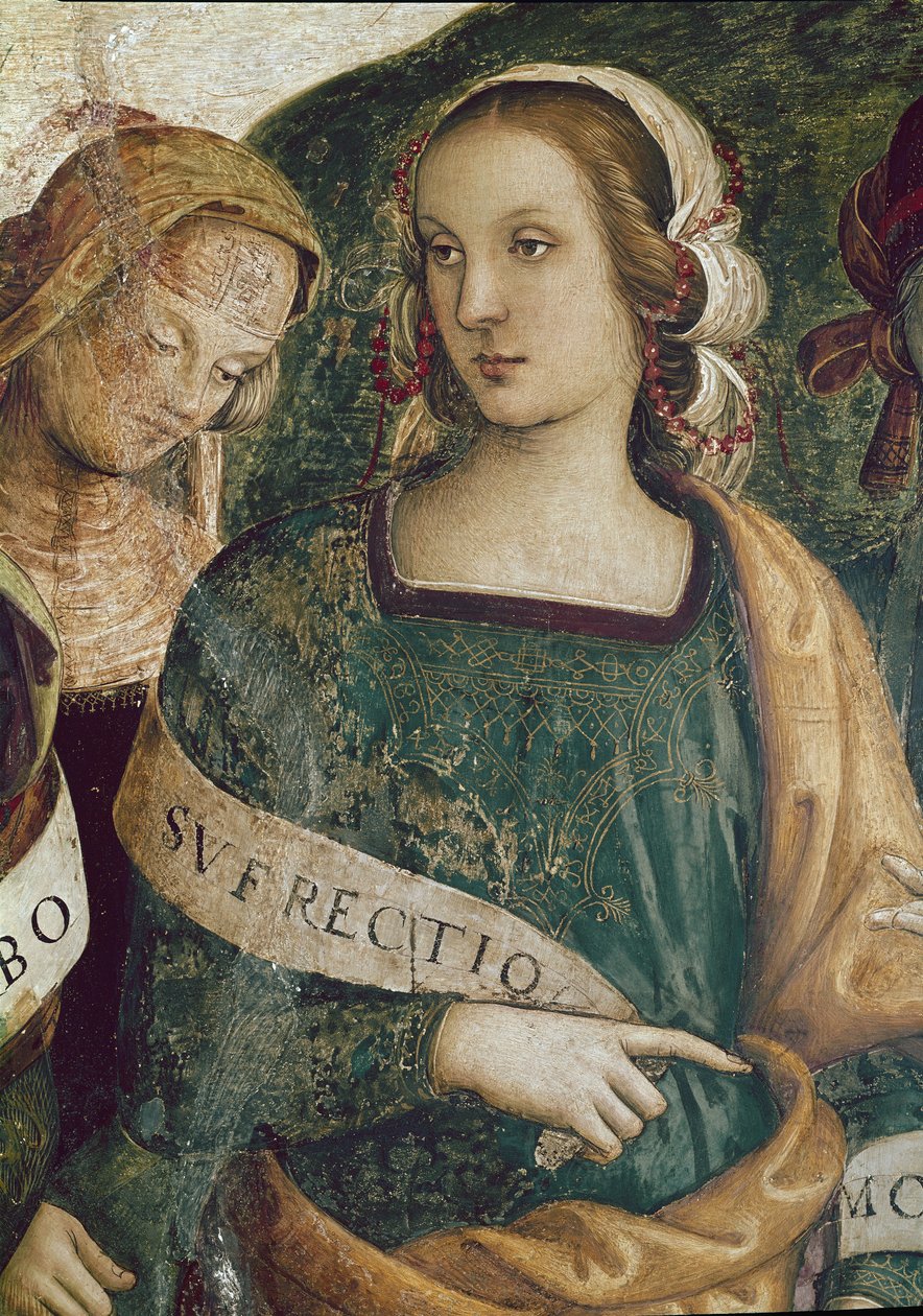Den persiska sibylla. Detalj av Den evige fadern omger profeter och sibyllor (fresk av Pietro Perugino