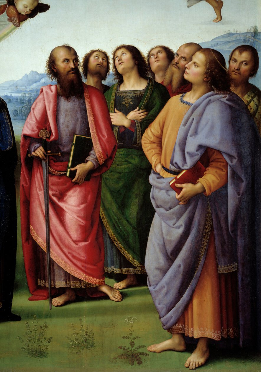 Kristi himmelsfärd Detalj som representerar apotersna. Målning av Pietro Vannucci dit il Perugino (Le Perugin av Pietro Perugino