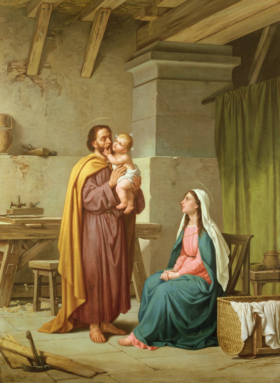 Den heliga familjen i St Josephs verkstad av Pietro Pezzati