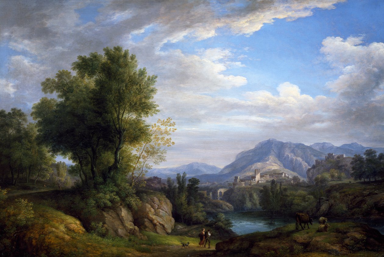 Landskap, av Pietro Ronzoni (1781-1861), olja på duk av Pietro Ronzoni