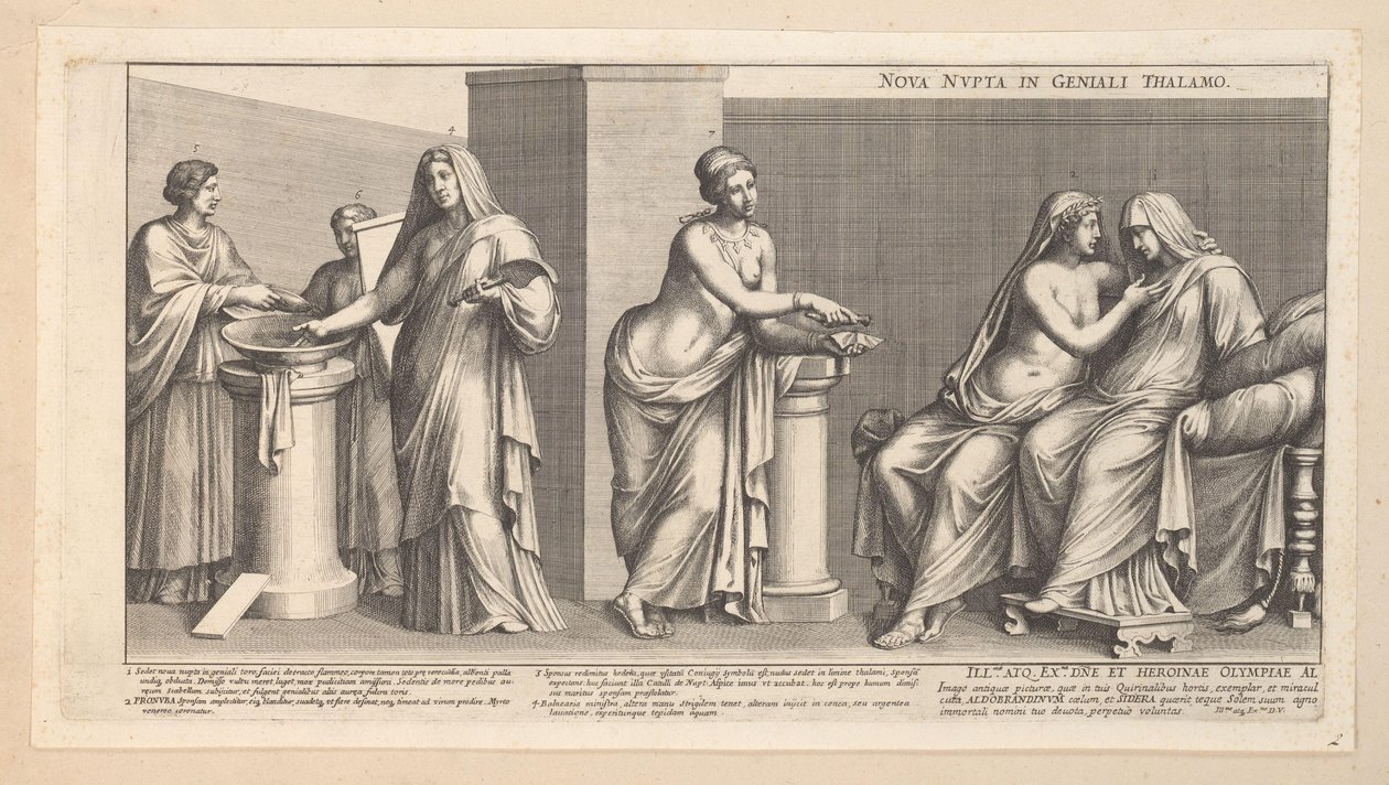 Aldobrandine bröllop (vänster del) Nova nupta in geniali thalamo (titel på objekt) av Pietro Sante Bartoli