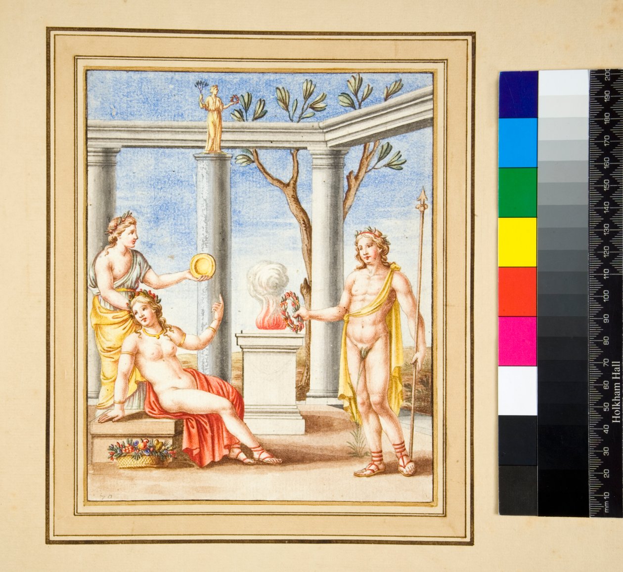 En offerscen (svart krita, en del med penna och brunt bläck. färgad med akvarell) av Pietro Santi Bartoli