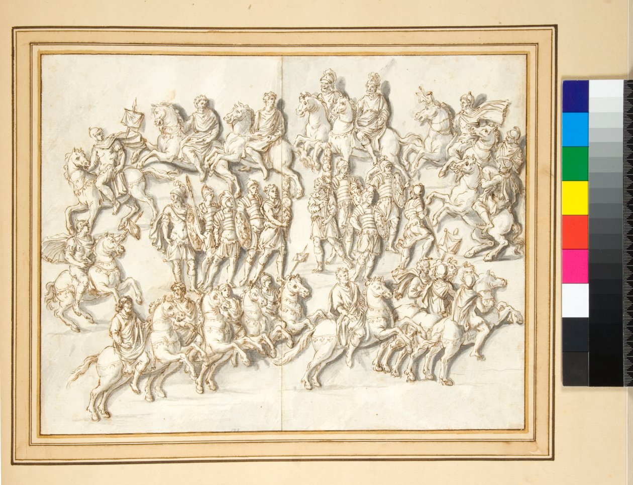 Basen av kolonnen av Antoninus Pius, östra sidan (penna och grå tvätt) av Pietro Santi Bartoli