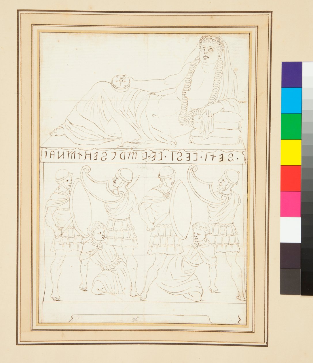 Etruskisk urna (penna och bläck) av Pietro Santi Bartoli