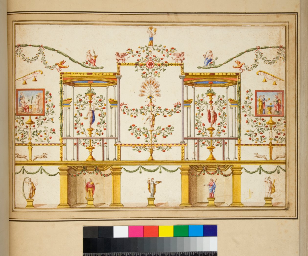 Stor design av en vägg med målningar. av Pietro Santi Bartoli