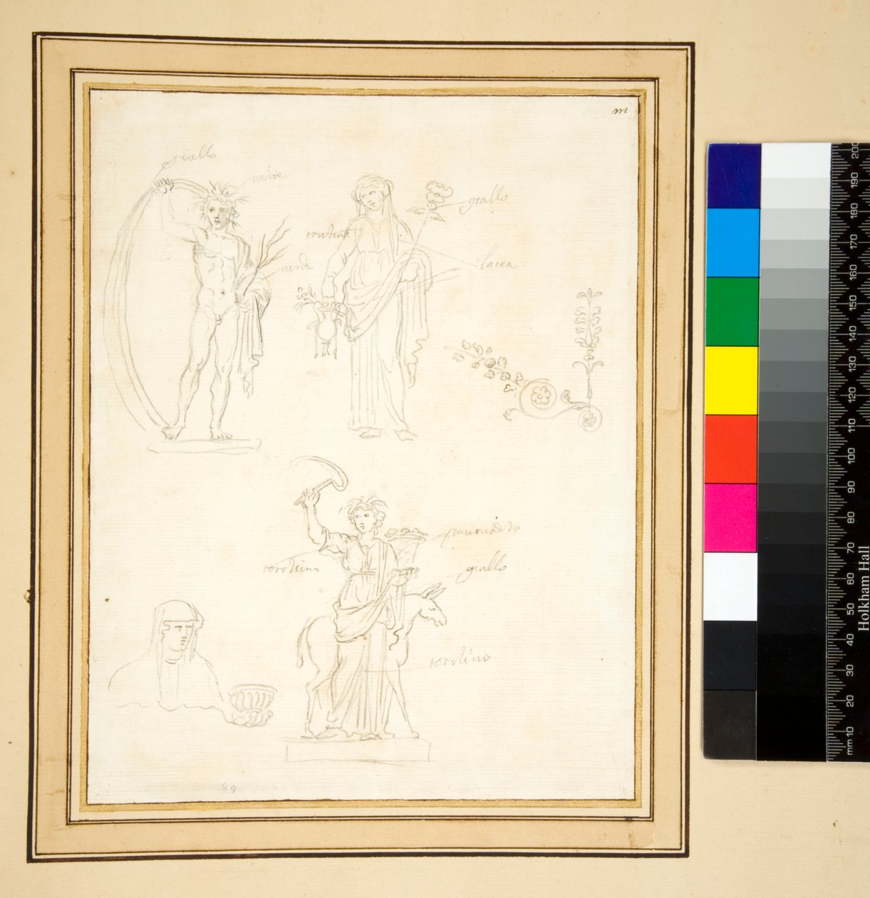 Skiss av tre figurer (penna) av Pietro Santi Bartoli